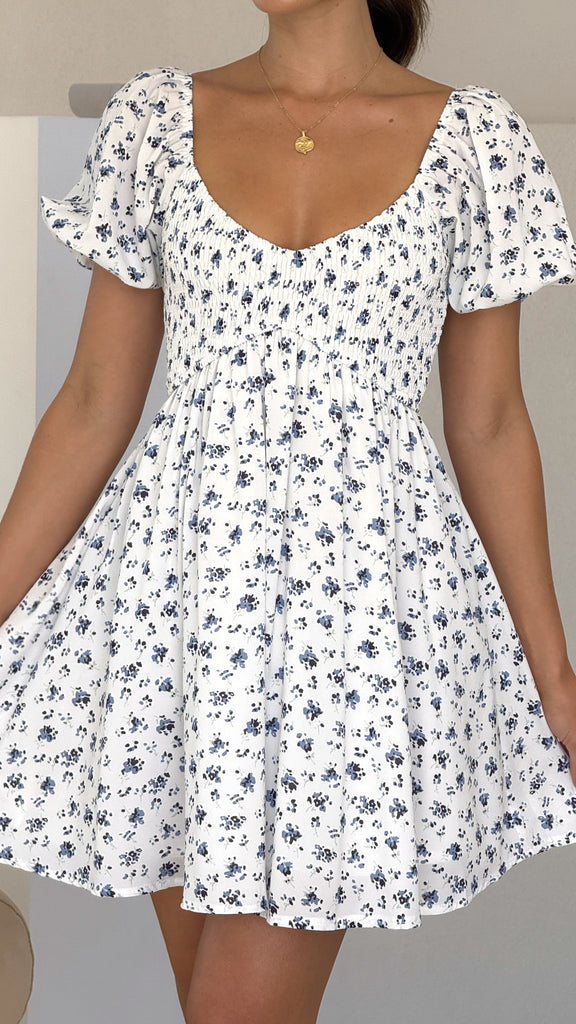 Sahirah Mini Dress - Blue Floral - Billy J