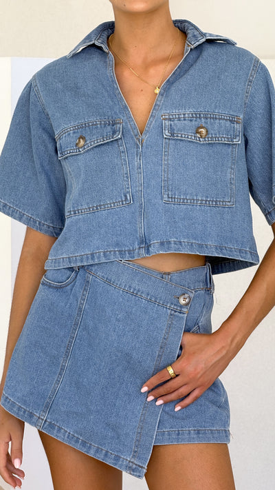 Load image into Gallery viewer, Olivia Top and Skort Set - Light Denim - Billy J
