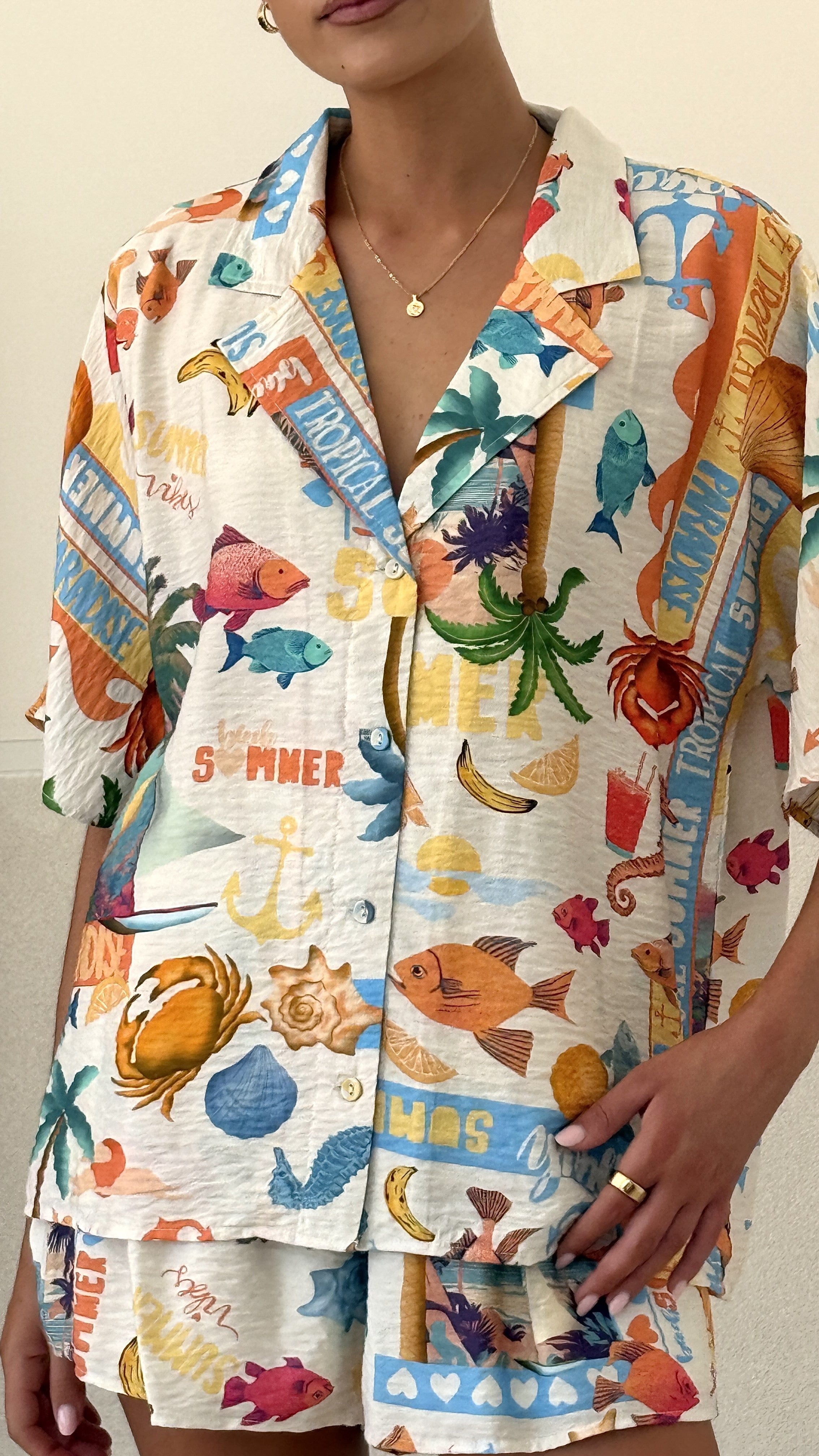 Cruise Button Up Shirt - Tropical Print - Billy J