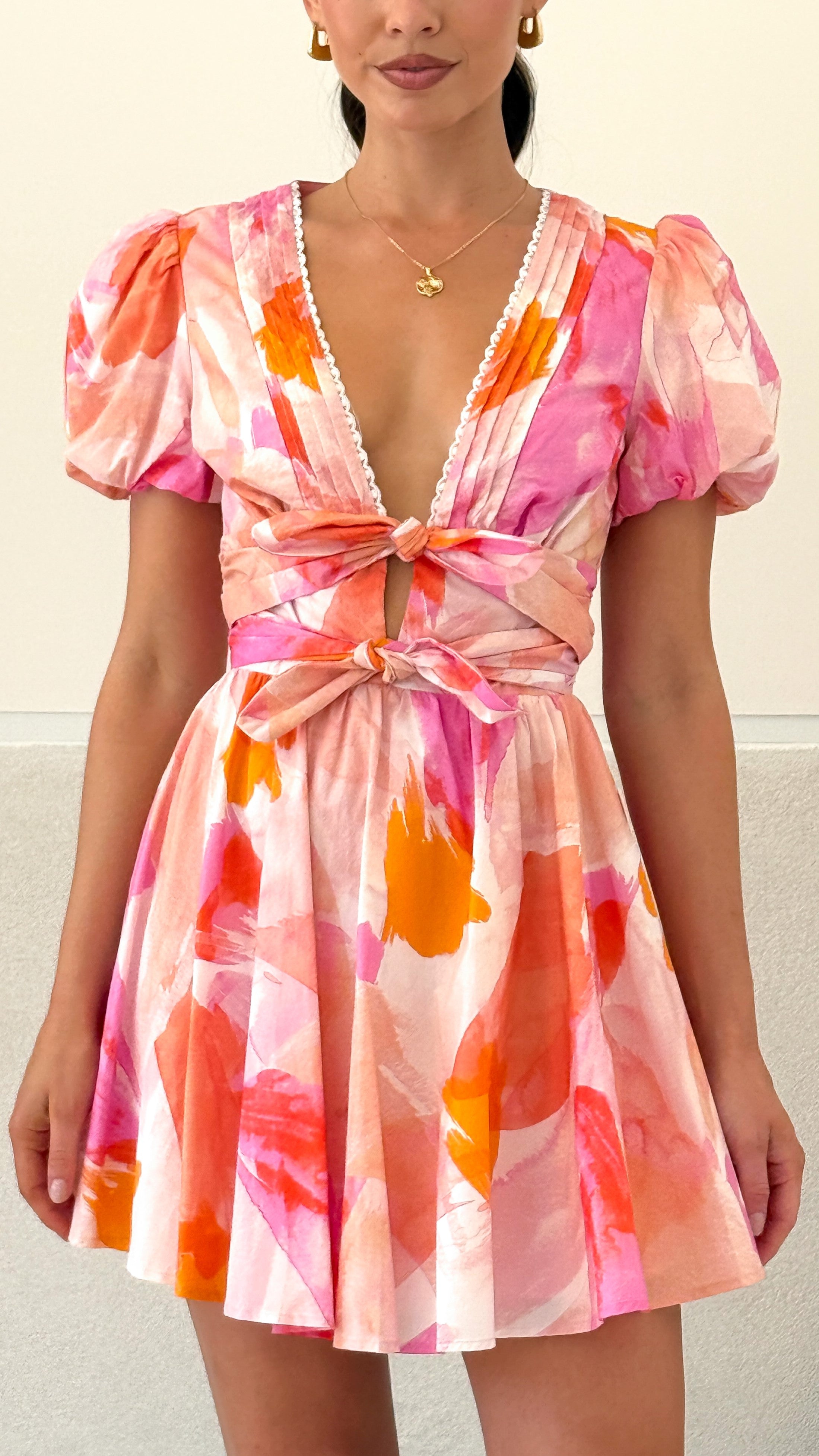 Kaloni Mini Dress - Pink Floral - Billy J