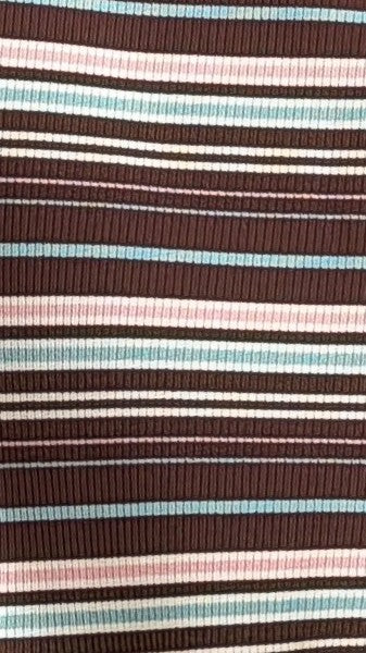 Pia One Shoulder Oversize Tee - Choc/Blue Stripe - Billy J