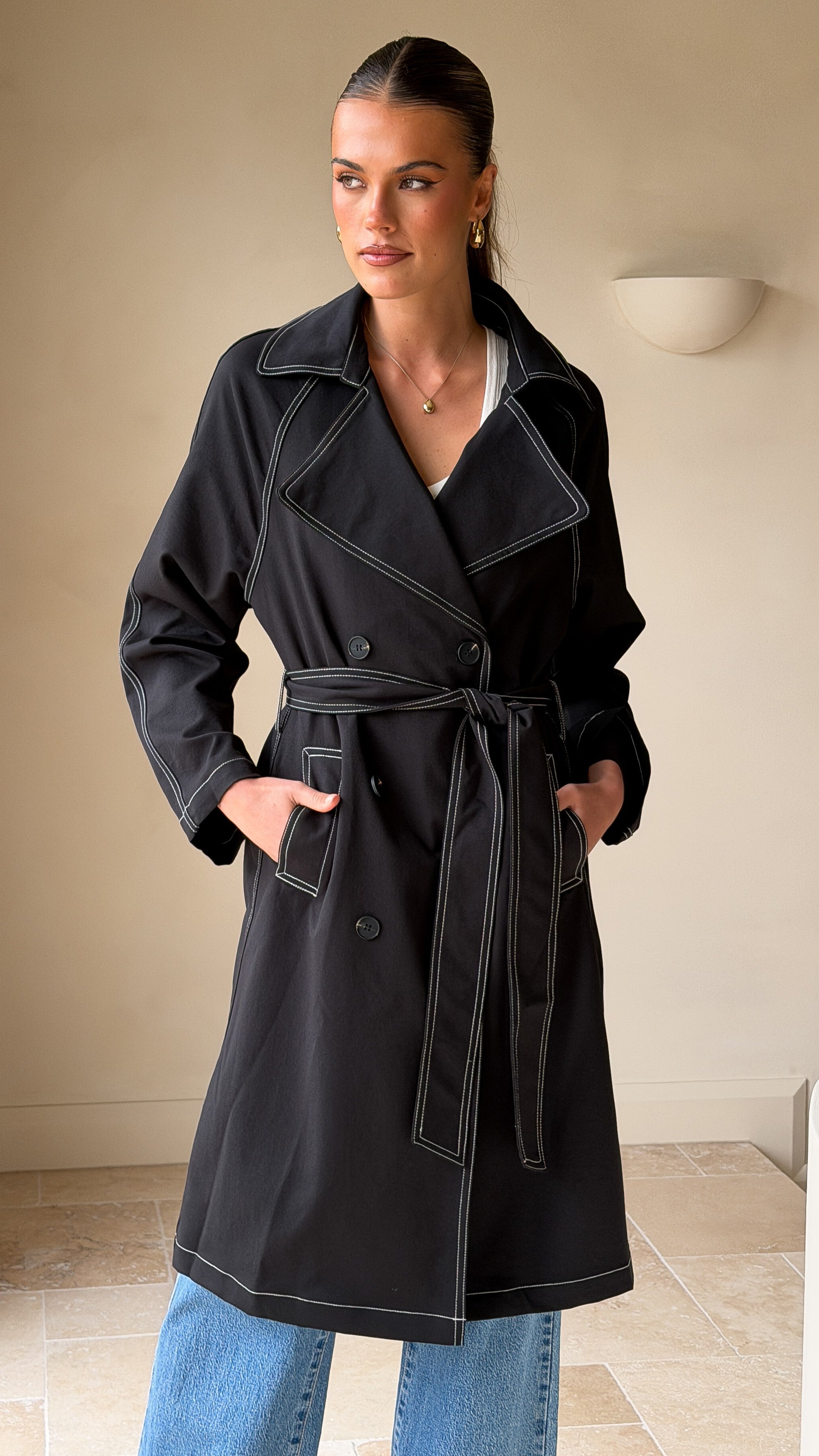 Cora Trench Coat - Black - Billy J