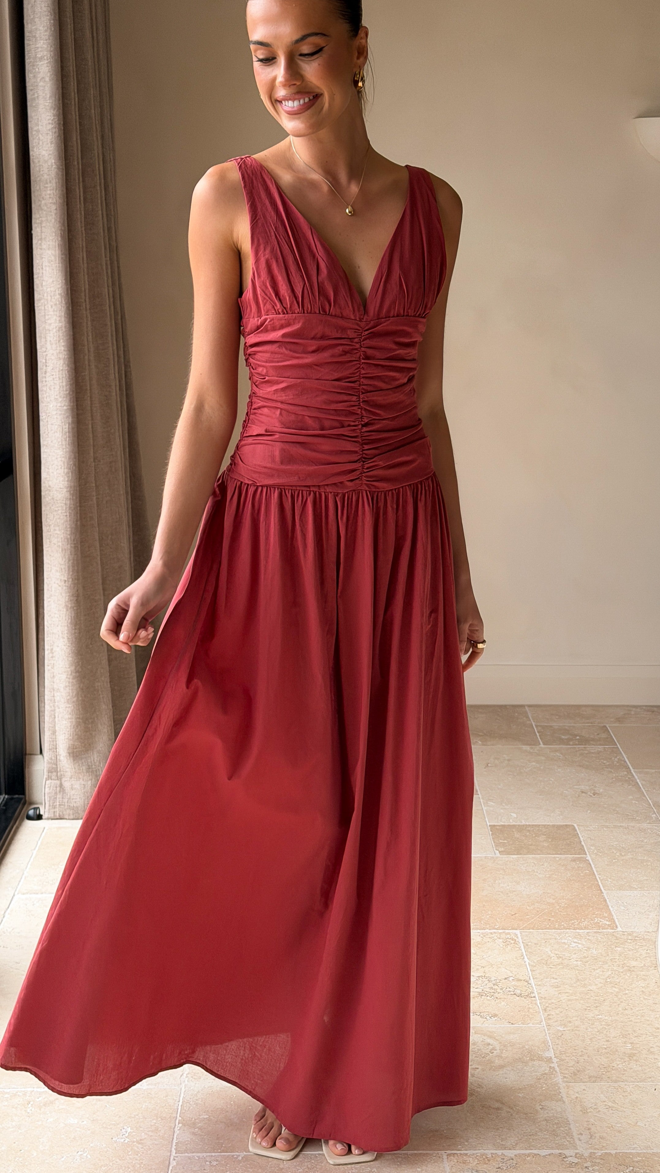 Sanya Maxi Dress - Burgundy - Billy J