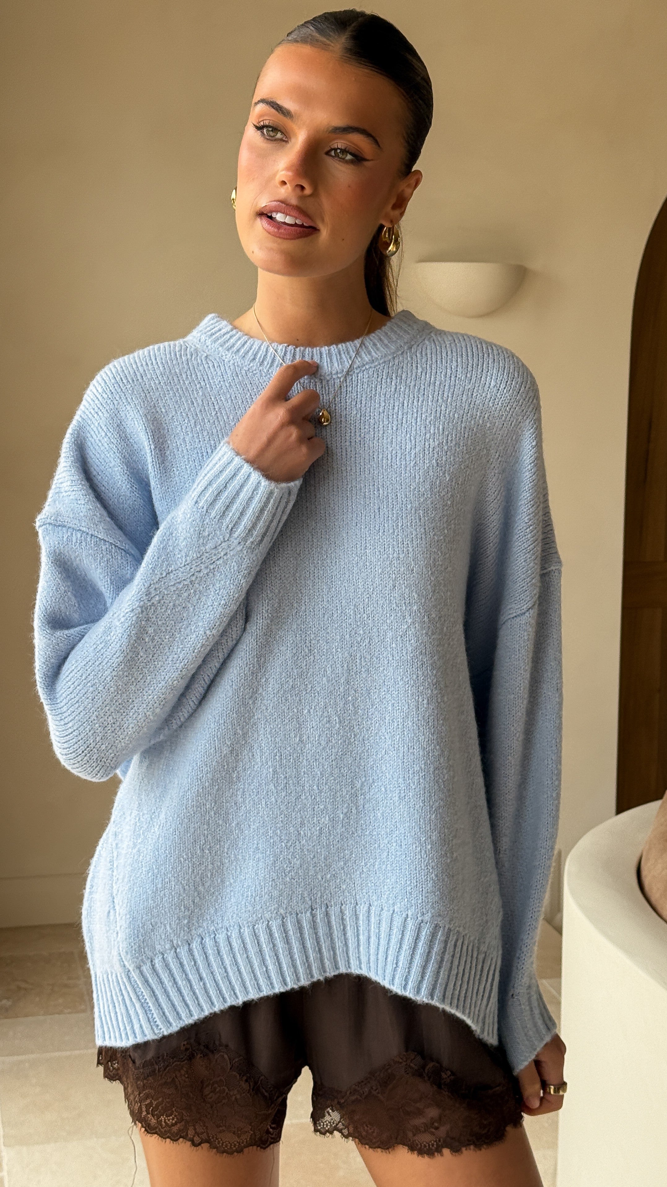Belle Knit Sweater - Blue - Billy J