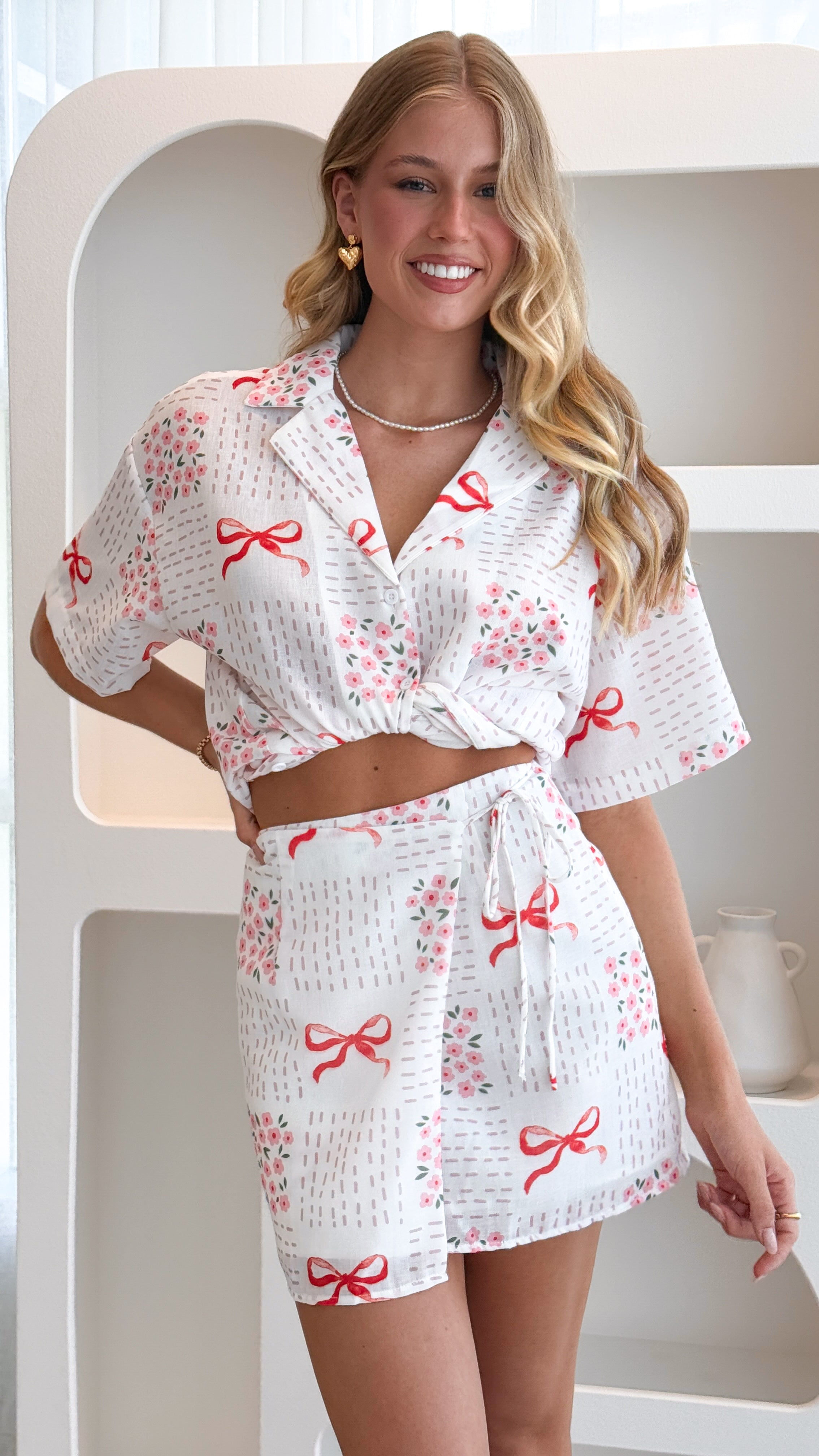Abilene Wrap Mini Skirt - Sweet Bow Pink - Billy J