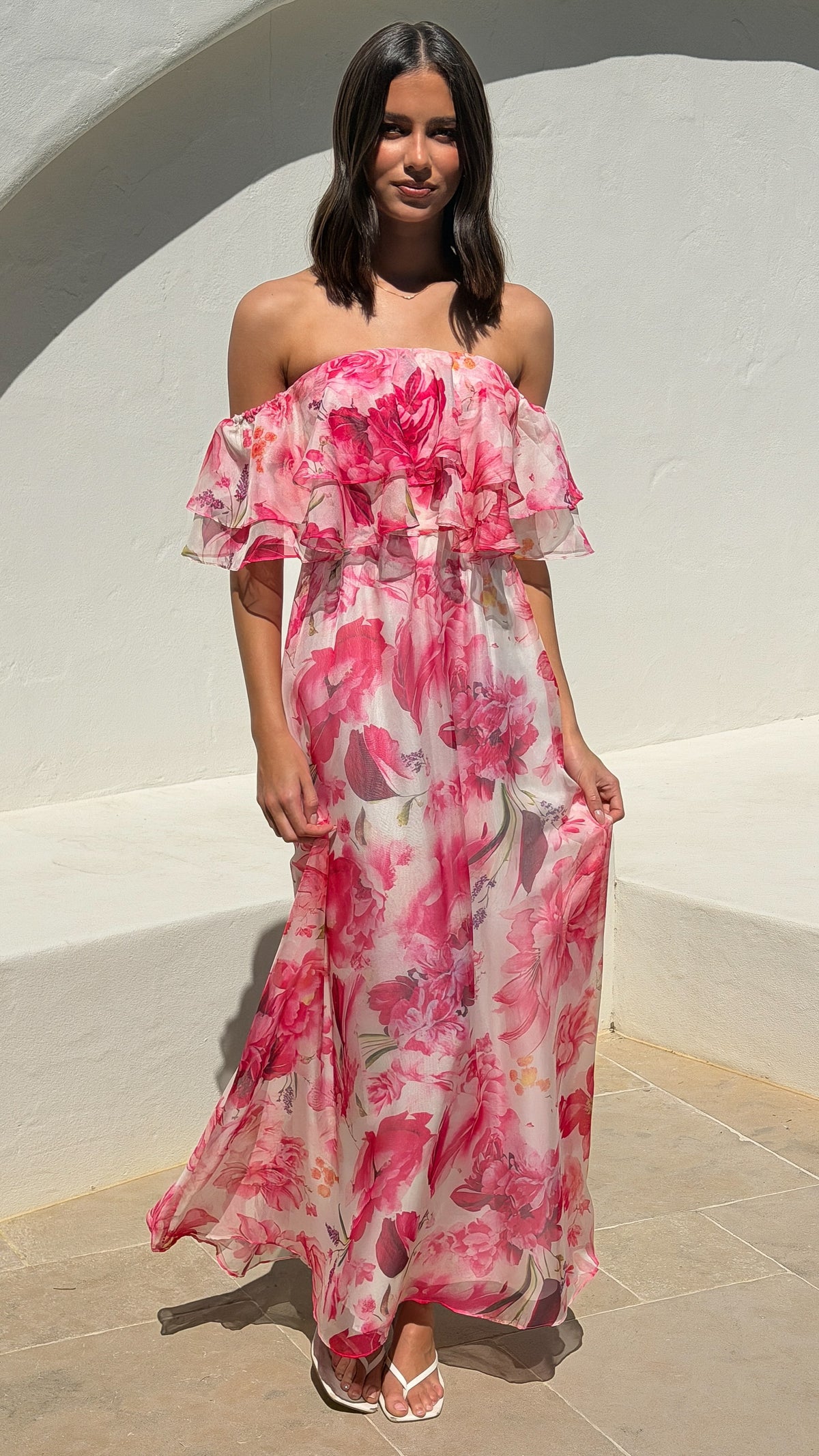 Adele Maxi Dress - Pink Floral - Billy J
