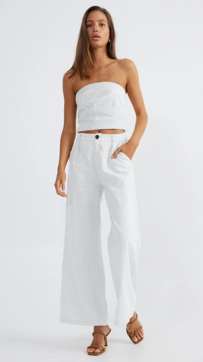 Load image into Gallery viewer, Romi Linen Top - White - Billy J
