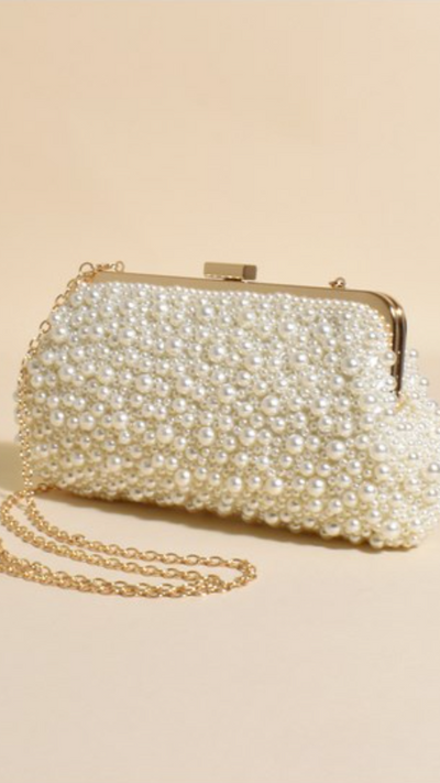 Load image into Gallery viewer, Norma Jean Faux Pearl Clutch - Cream/Gold
