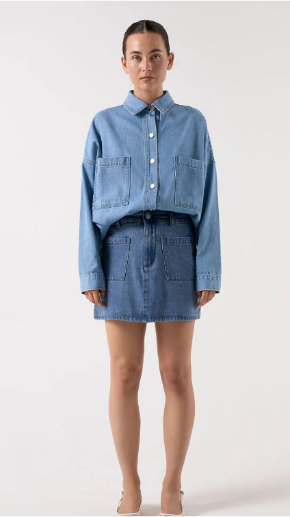 Blake Denim Shirt - Light Mid Denim - Billy J