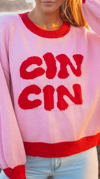 Load image into Gallery viewer, Cin Cin Sweater - Pink / Red - Billy J
