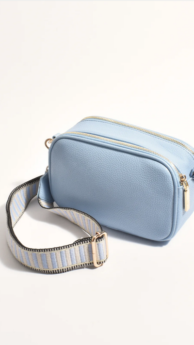 Load image into Gallery viewer, Bella Striped Webbing Camera Bag - Blue - Billy J
