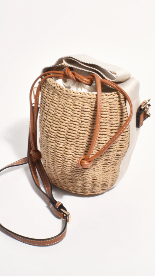 Cleo Woven Bucket Handbag - Natural / Tan - Billy J