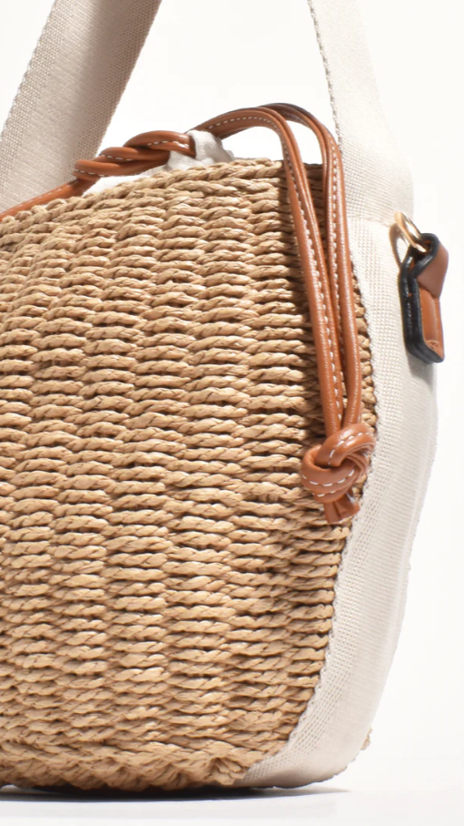 Cleo Woven Bucket Handbag - Natural / Tan - Billy J