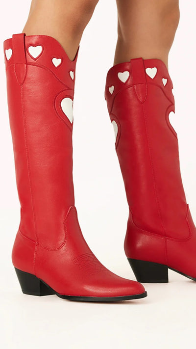 Load image into Gallery viewer, Velma Boots - Scarlet-White - Billy J

