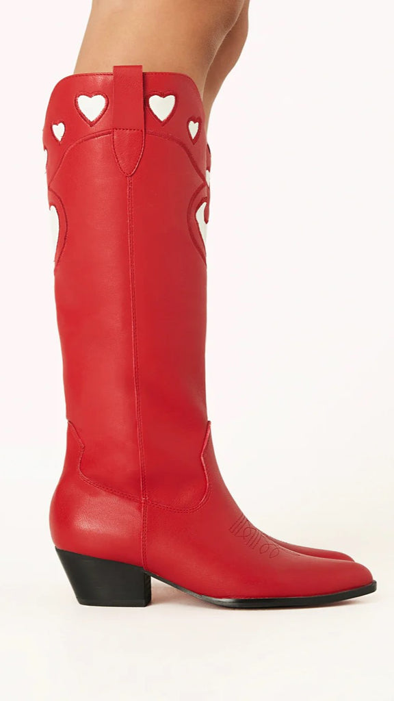 Velma Boots - Scarlet-White