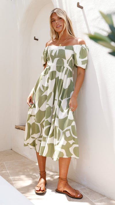 Load image into Gallery viewer, Ilene Midi Dress - Sage Print
