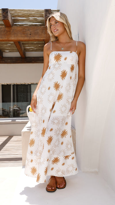 Load image into Gallery viewer, Bambina Maxi Dress - Tan / White
