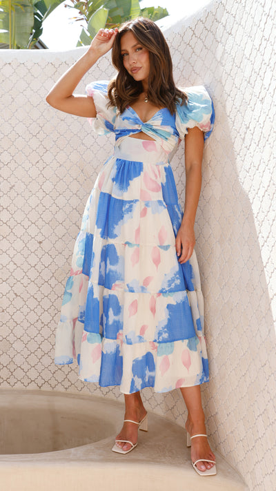 Load image into Gallery viewer, Coral Maxi Dress - Blue Floral - Billy J
