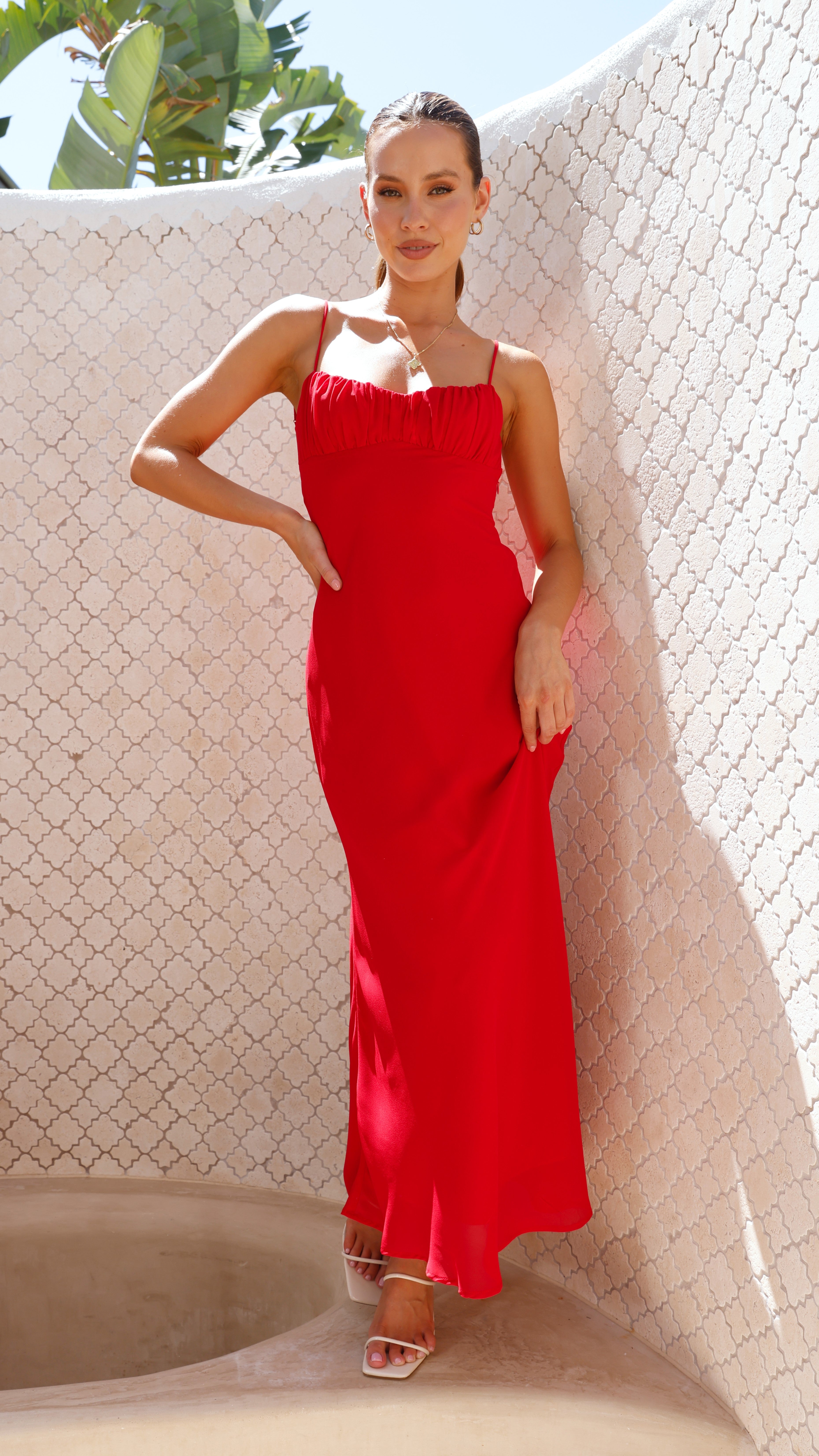 Margie Midi Dress - Red