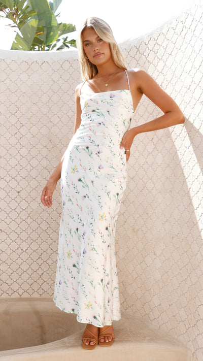 Load image into Gallery viewer, Ana Midi Dress - White Floral - Billy J
