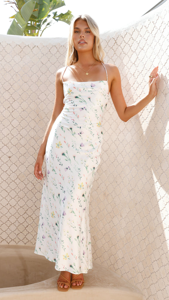 Ana Midi Dress - White Floral
