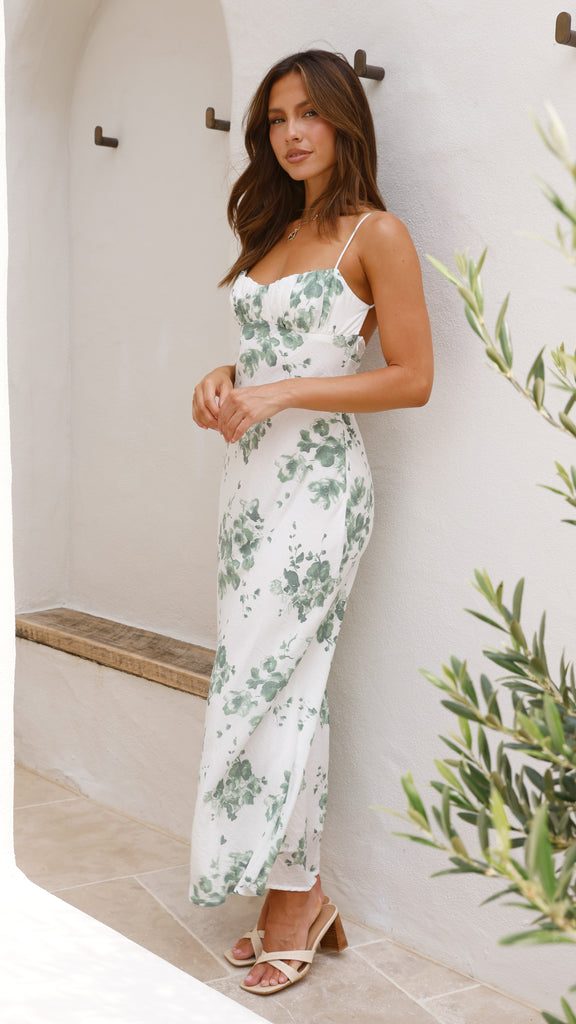 Margie Midi Dress - Green Floral