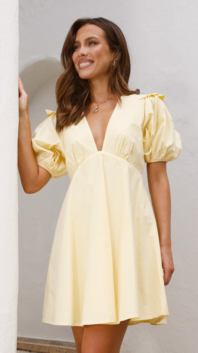 Load image into Gallery viewer, Celine Mini Dress - Yellow
