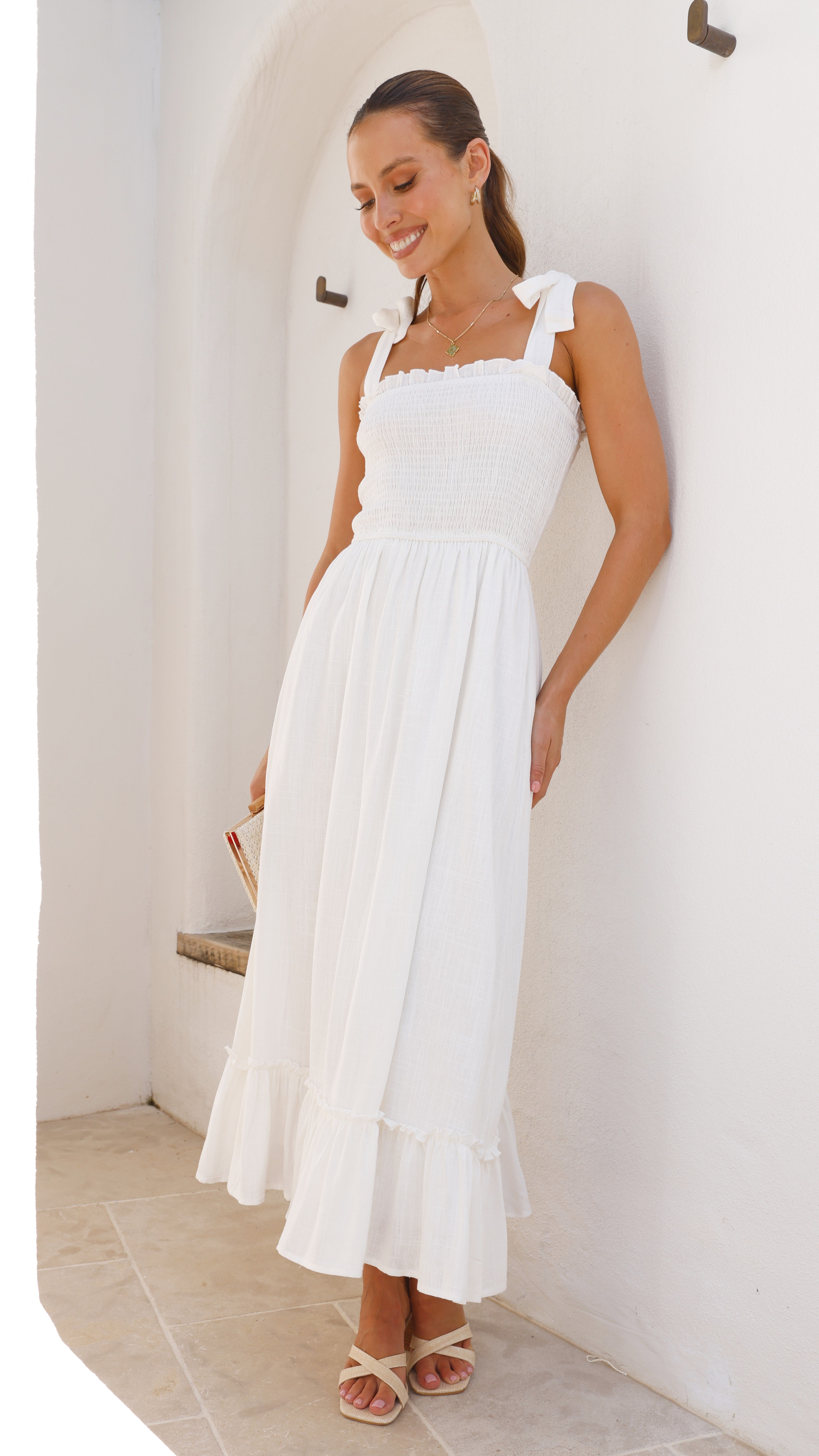 Cely Midi Dress - White