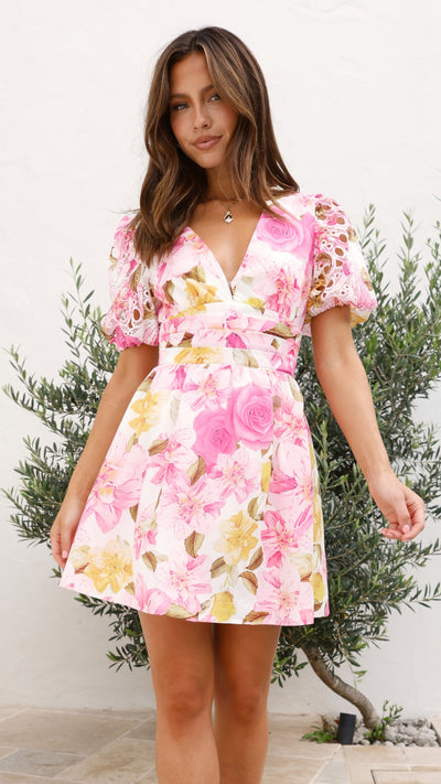 Load image into Gallery viewer, Solana Mini Dress - Pink Floral
