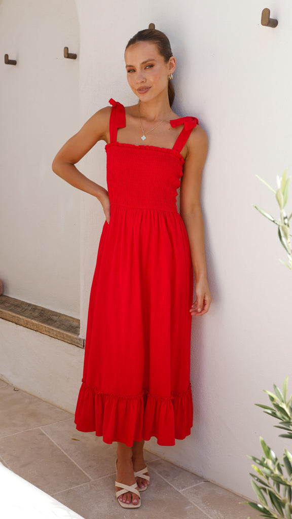 Cely Midi Dress - Red