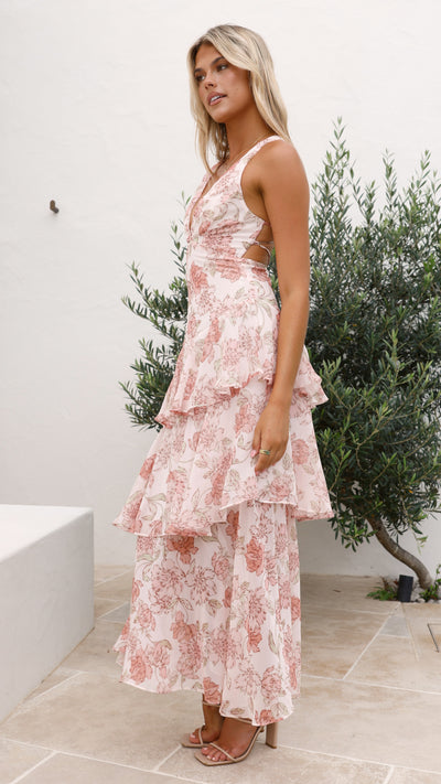 Load image into Gallery viewer, Adalinde Maxi Dress - Peach Floral - Billy J
