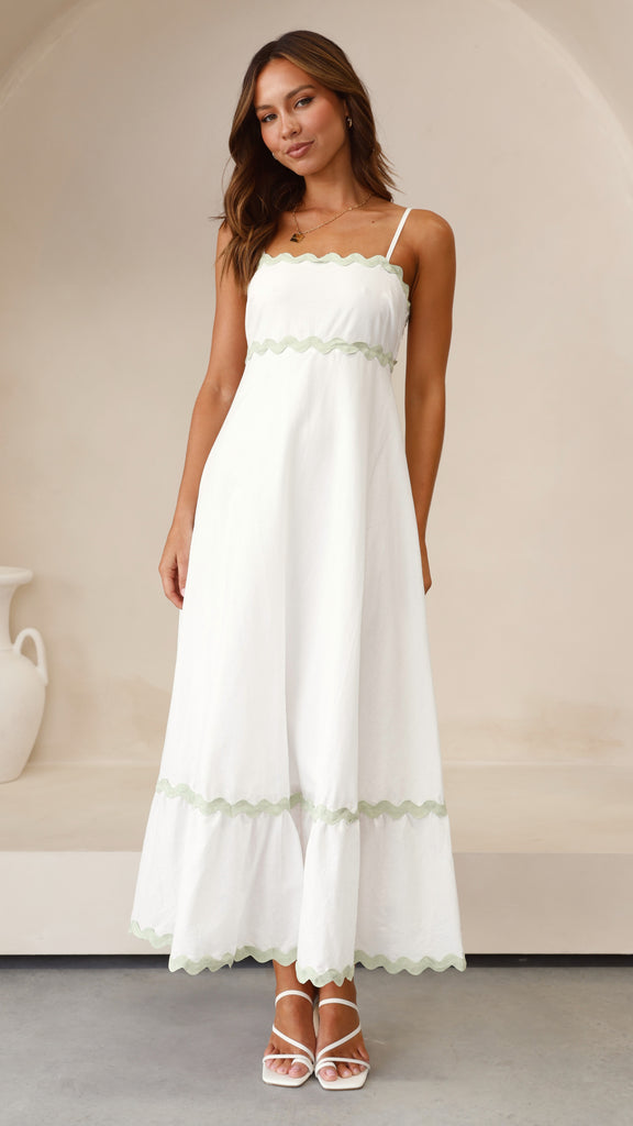 Brodey Midi Dress - White / Sage