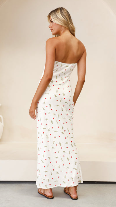 Load image into Gallery viewer, Blair Strapless Maxi Dress - Red / Green Floral
