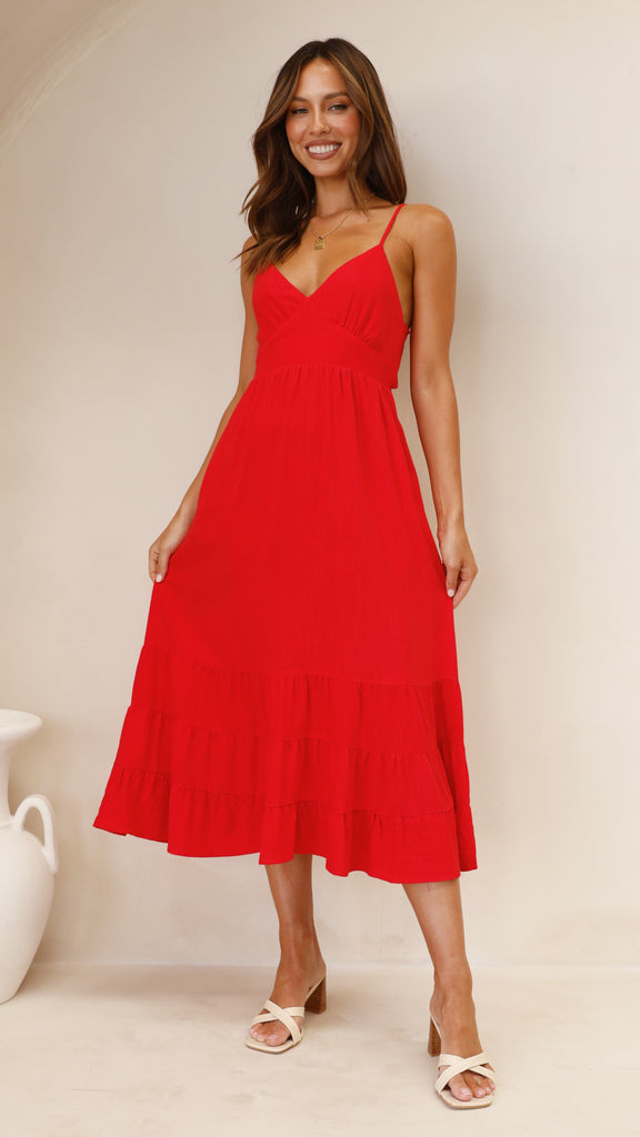 Sophila Midi Dress - Red