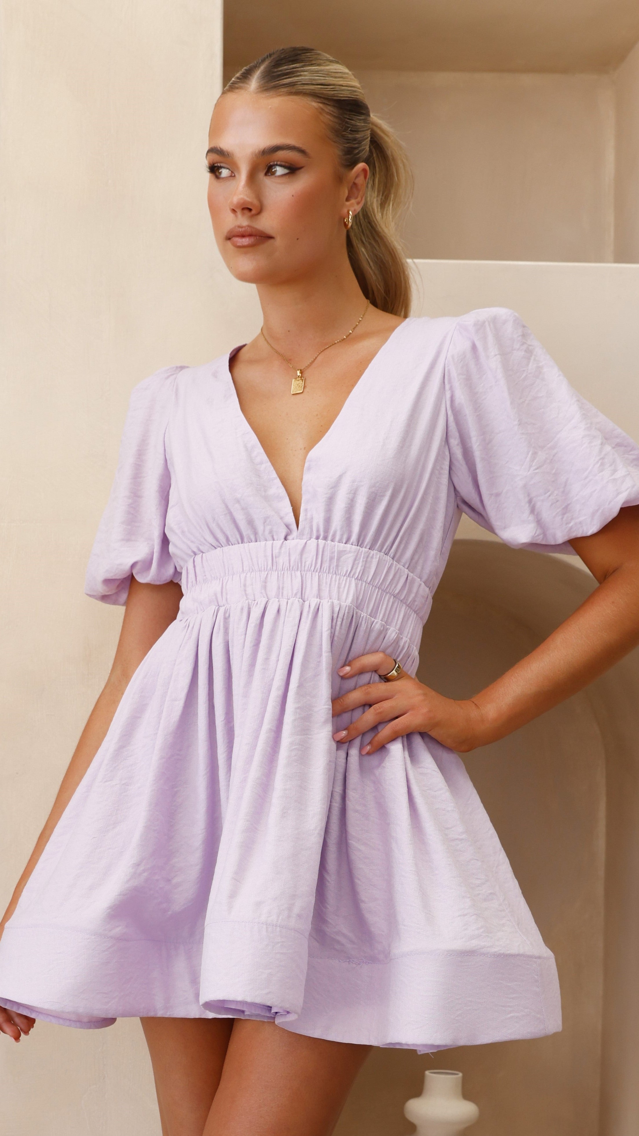 Erin Mini Dress- Lilac - Billy J