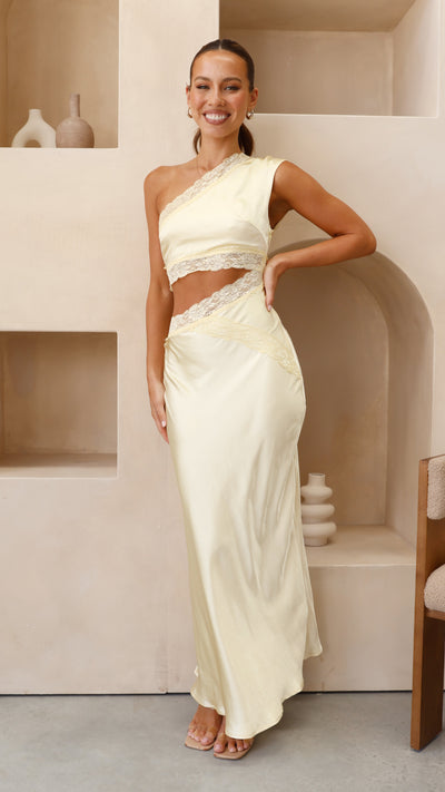 Load image into Gallery viewer, Emily One Shoulder Maxi Dress - Yellow
