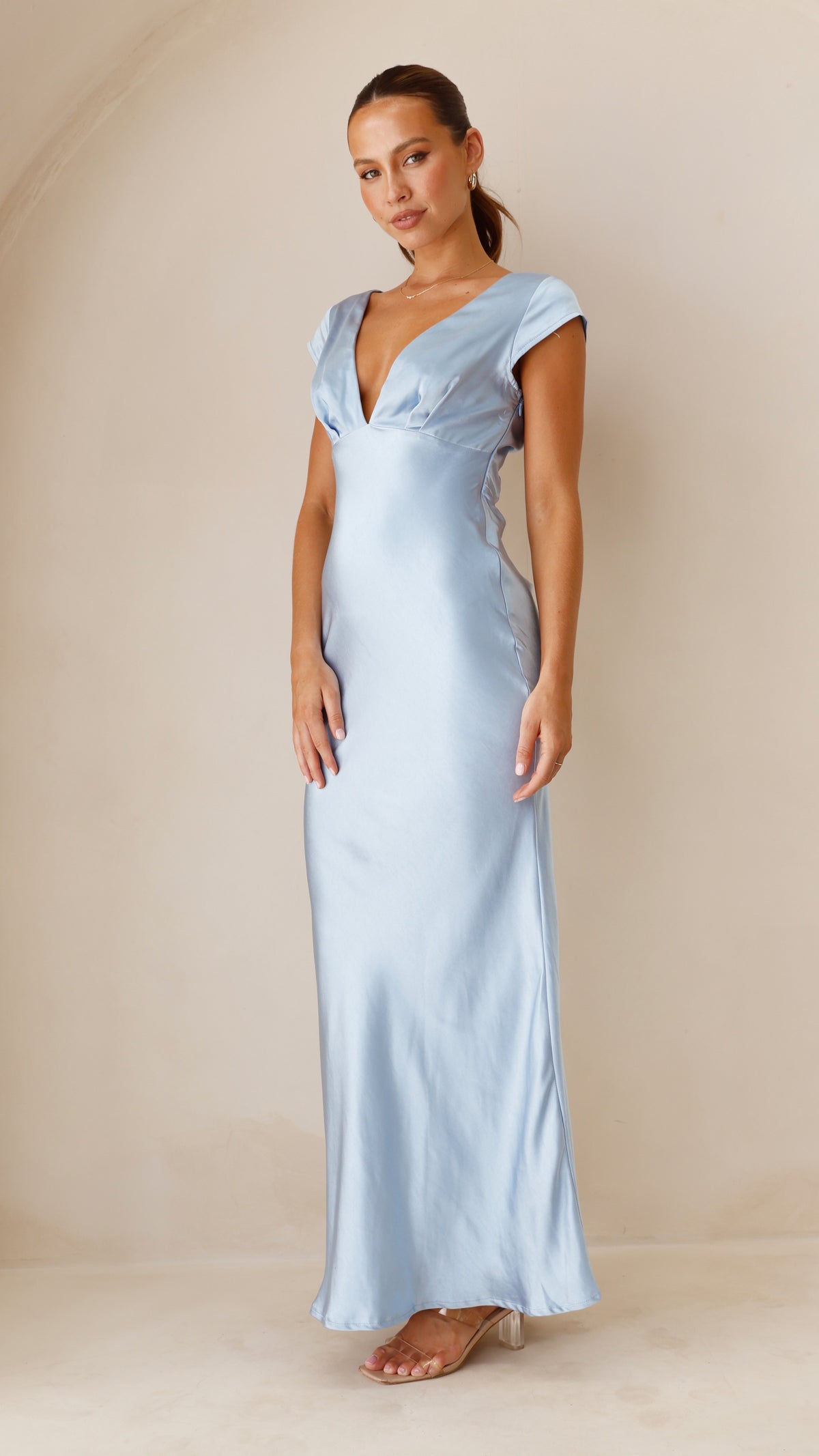 burgundy v neck maxi dress Animos Burgundy