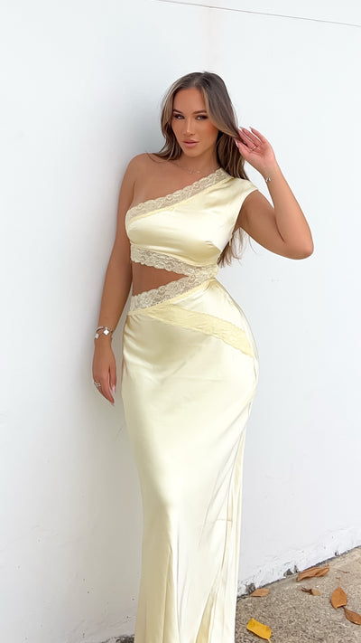 Load image into Gallery viewer, Emily One Shoulder Maxi Dress - Yellow - Billy J
