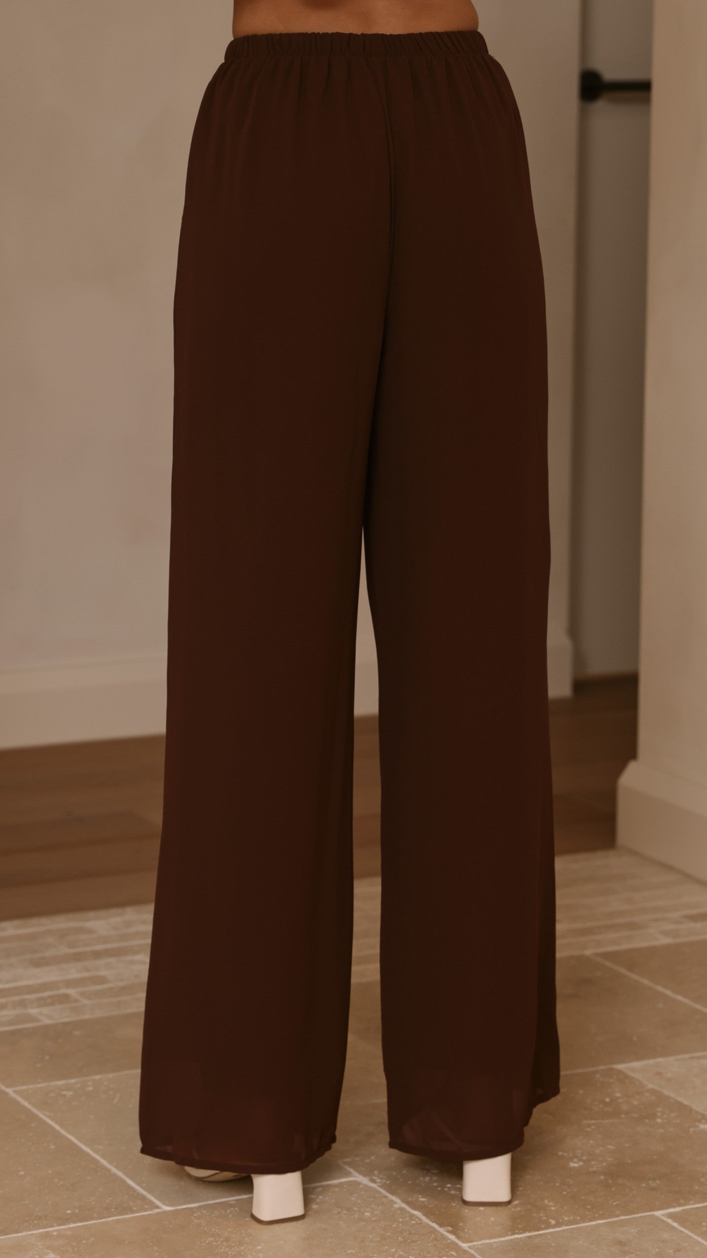 Zabrina Semi Sheer Strapless Top and Pants Set - Chocolate - Billy J