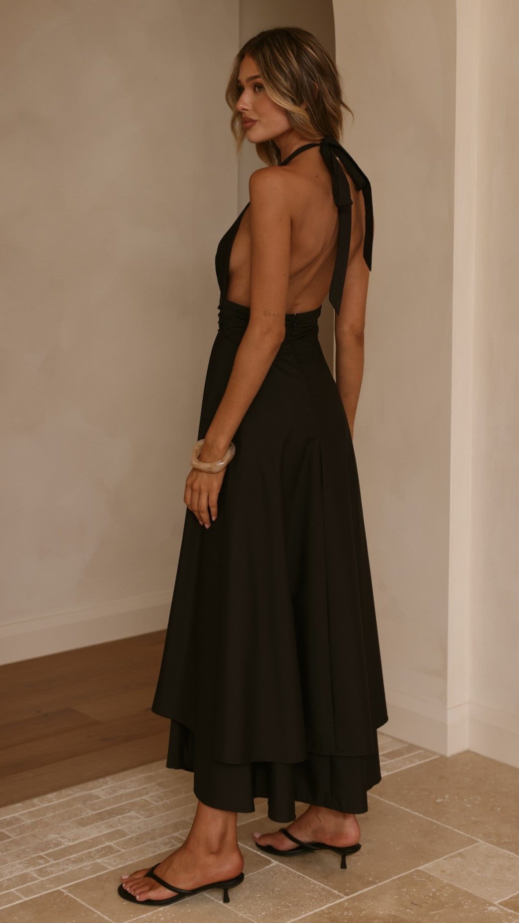 Kathy Halter Neck Maxi Dress - Black - Billy J