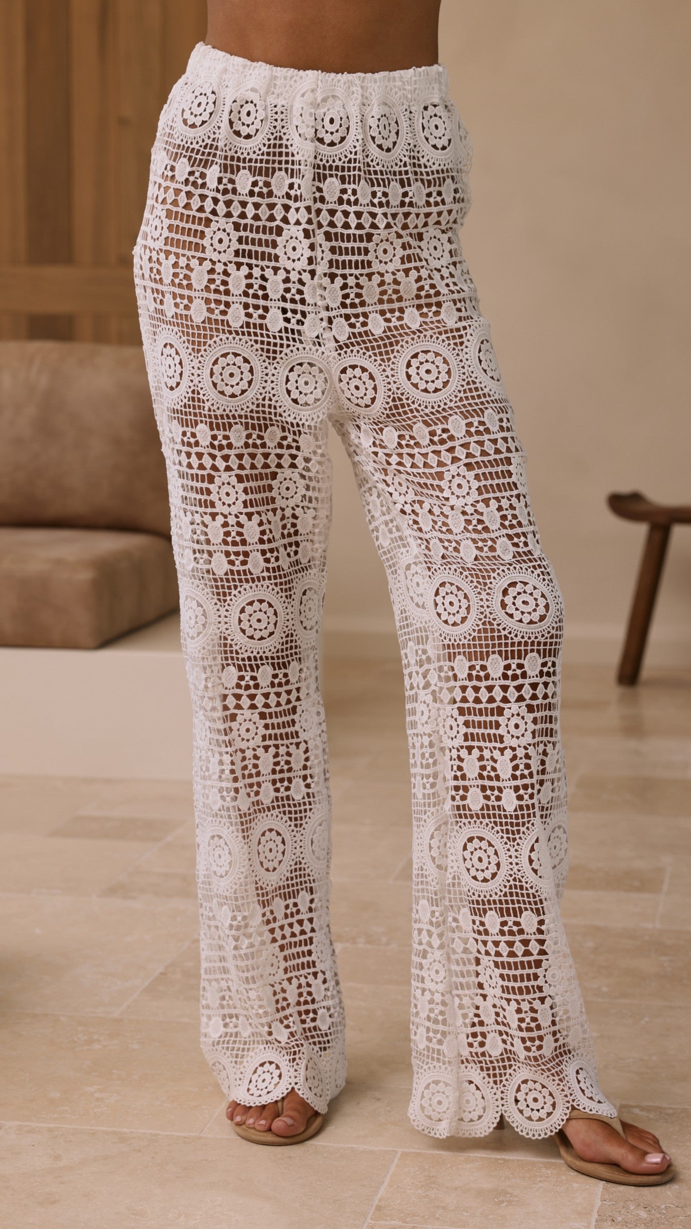 Emilia Lace Pants - White - Billy J