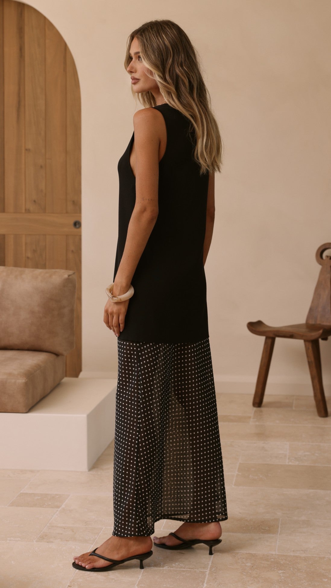 Onella Sheer Maxi Skirt - Black/White Spot - Billy J
