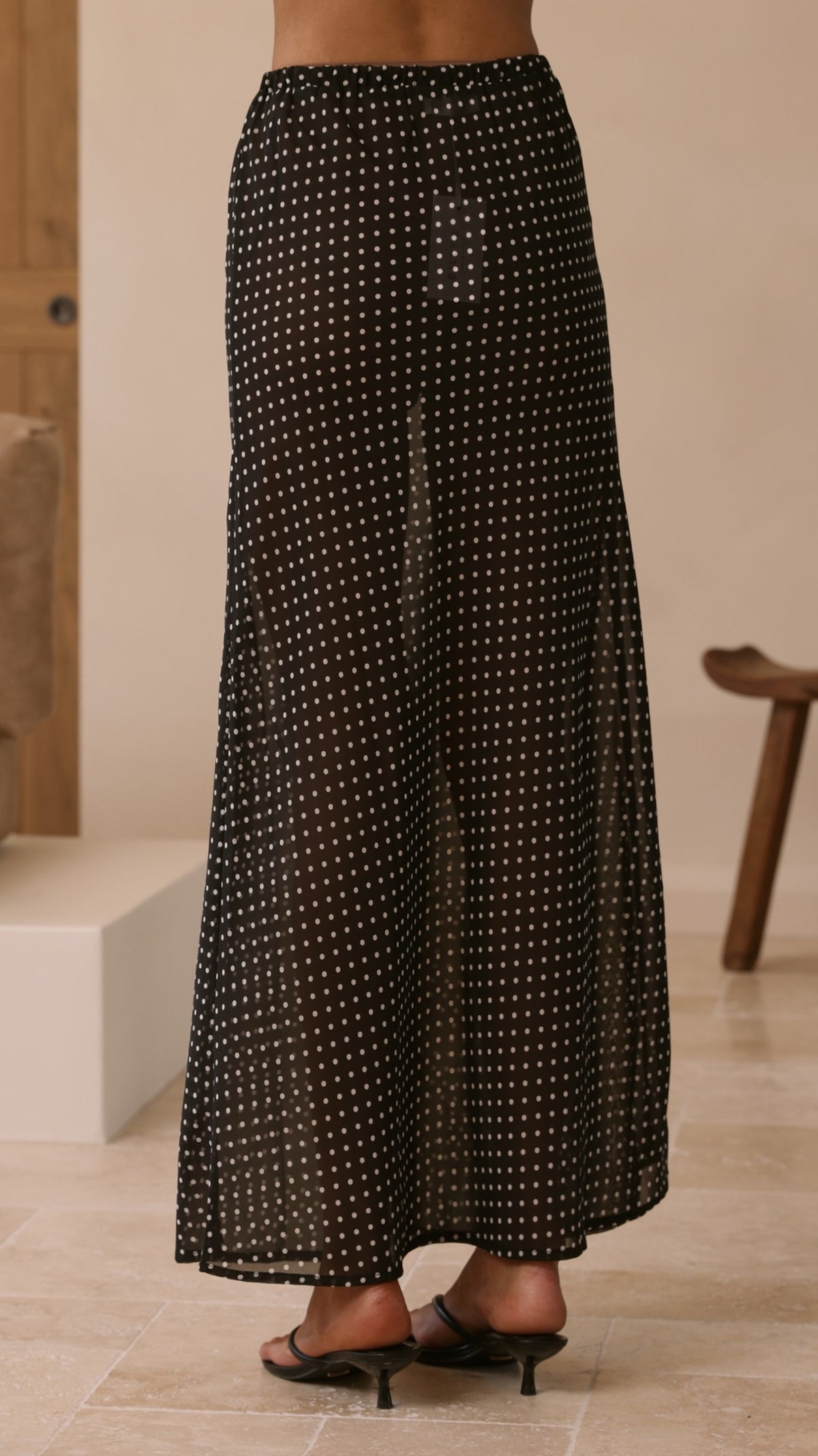 Onella Sheer Maxi Skirt - Black/White Spot - Billy J