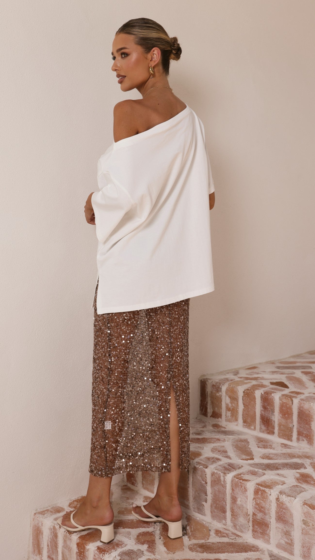 Verlo Sequins Maxi Skirt - Mocha - Billy J