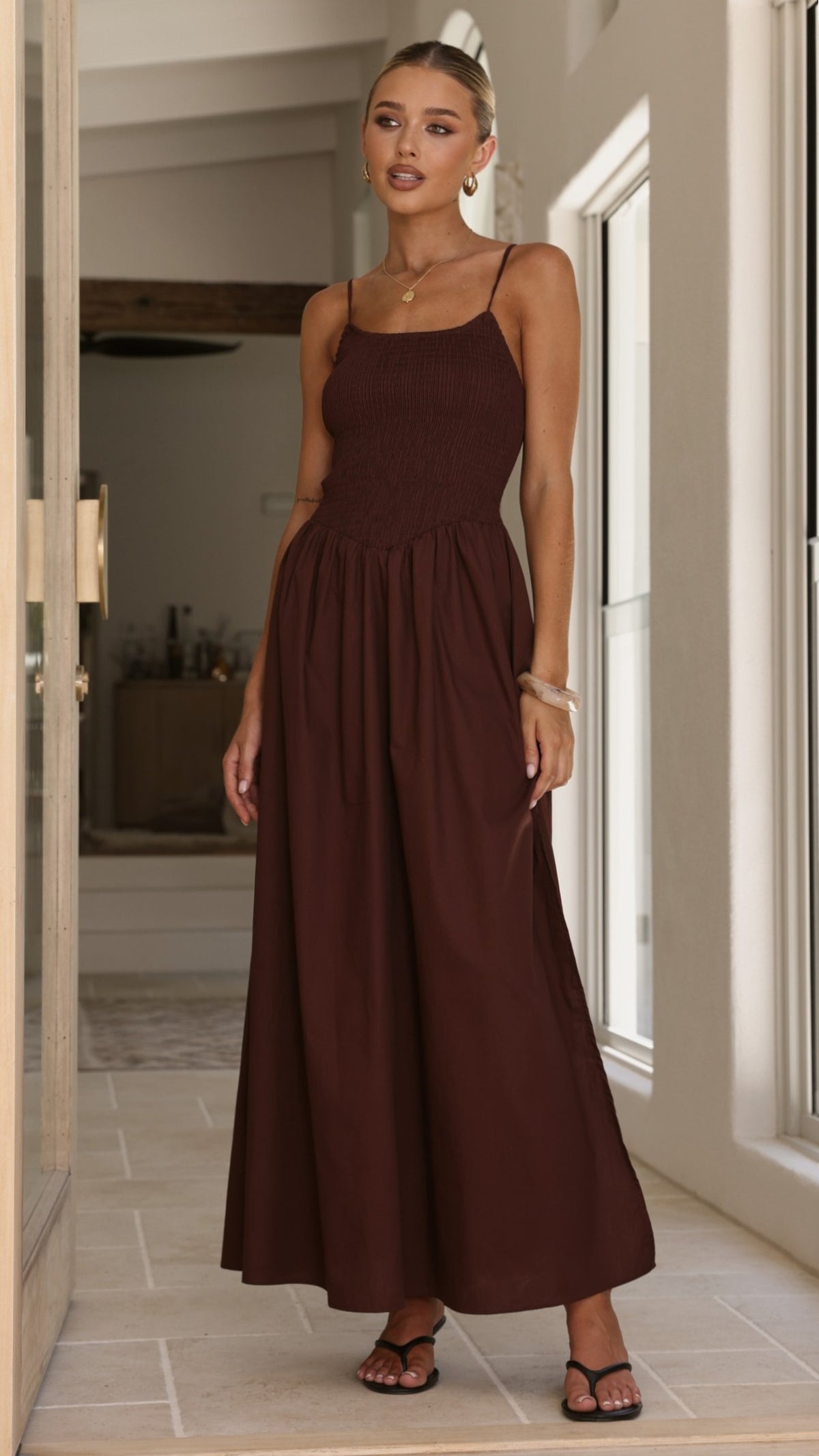 Gena Maxi Dress - Chocolate - Billy J
