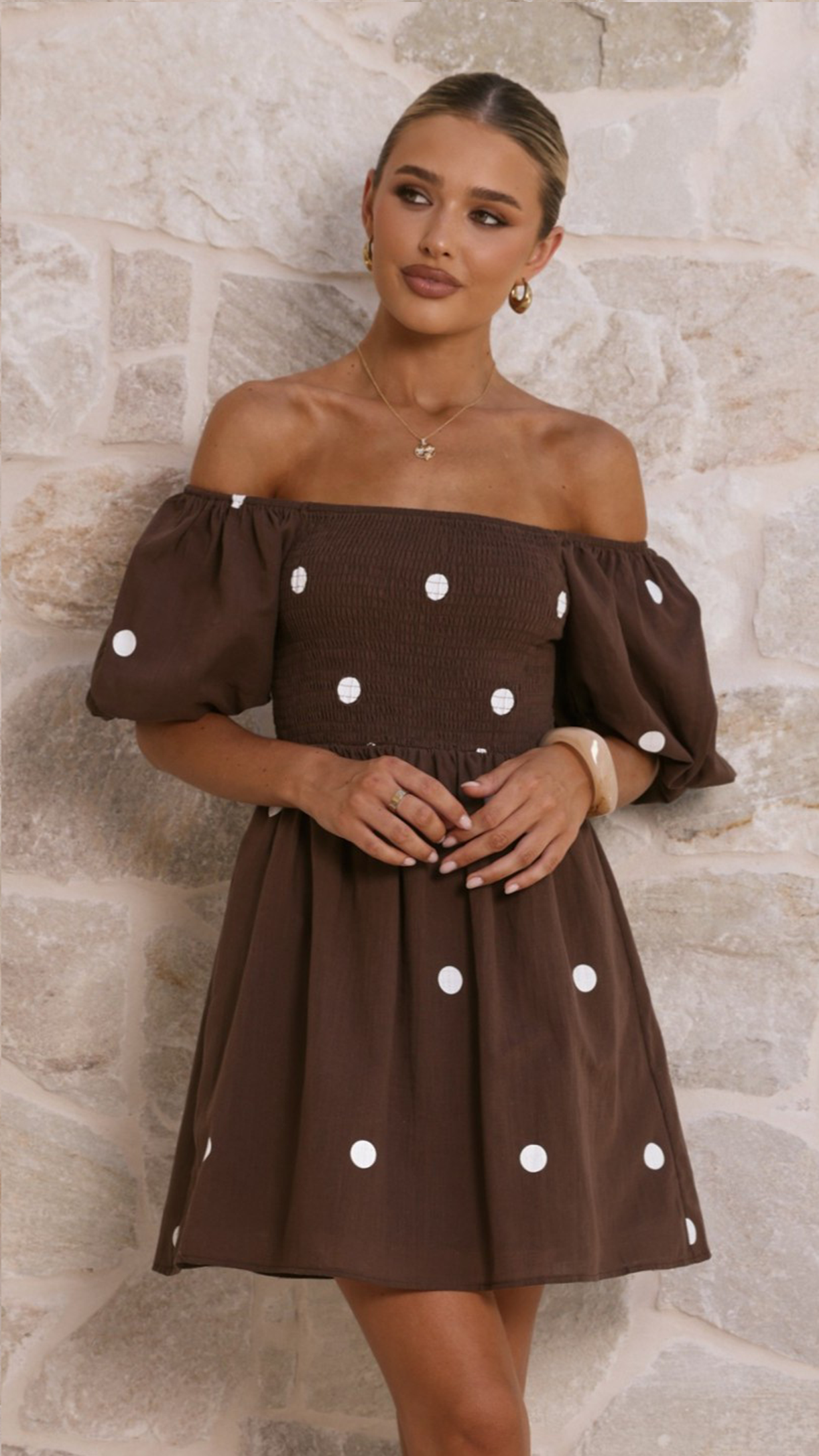 Marissa Mini Dress - Chocolate Polka - Billy J