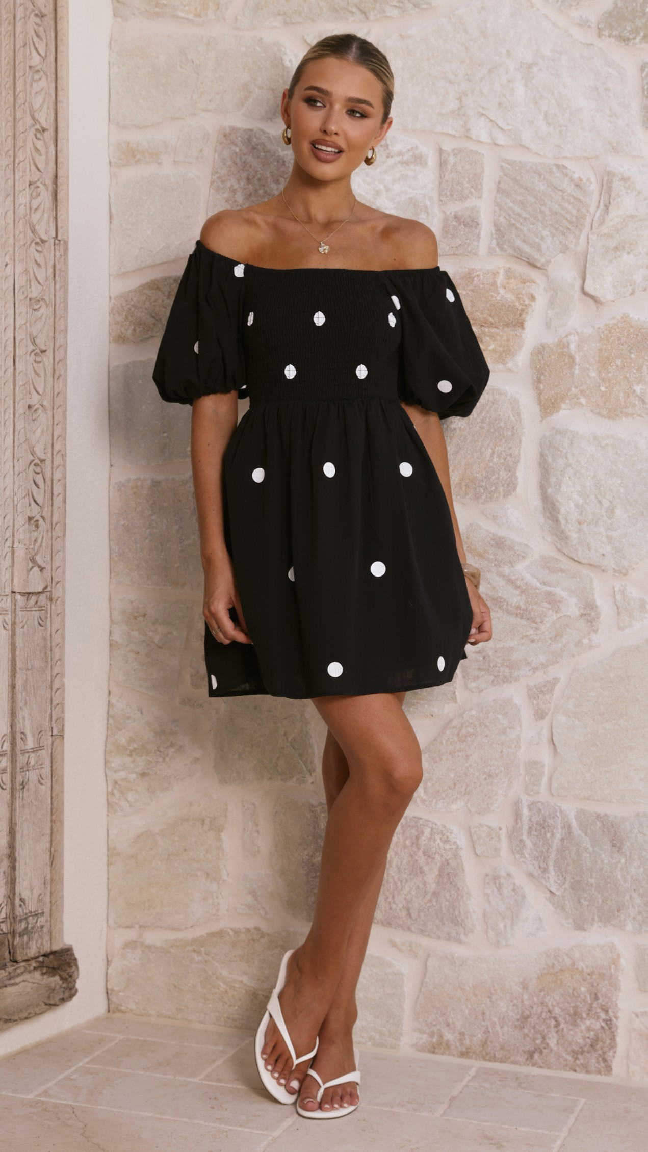 Marissa Mini Dress - Black Polka - Billy J