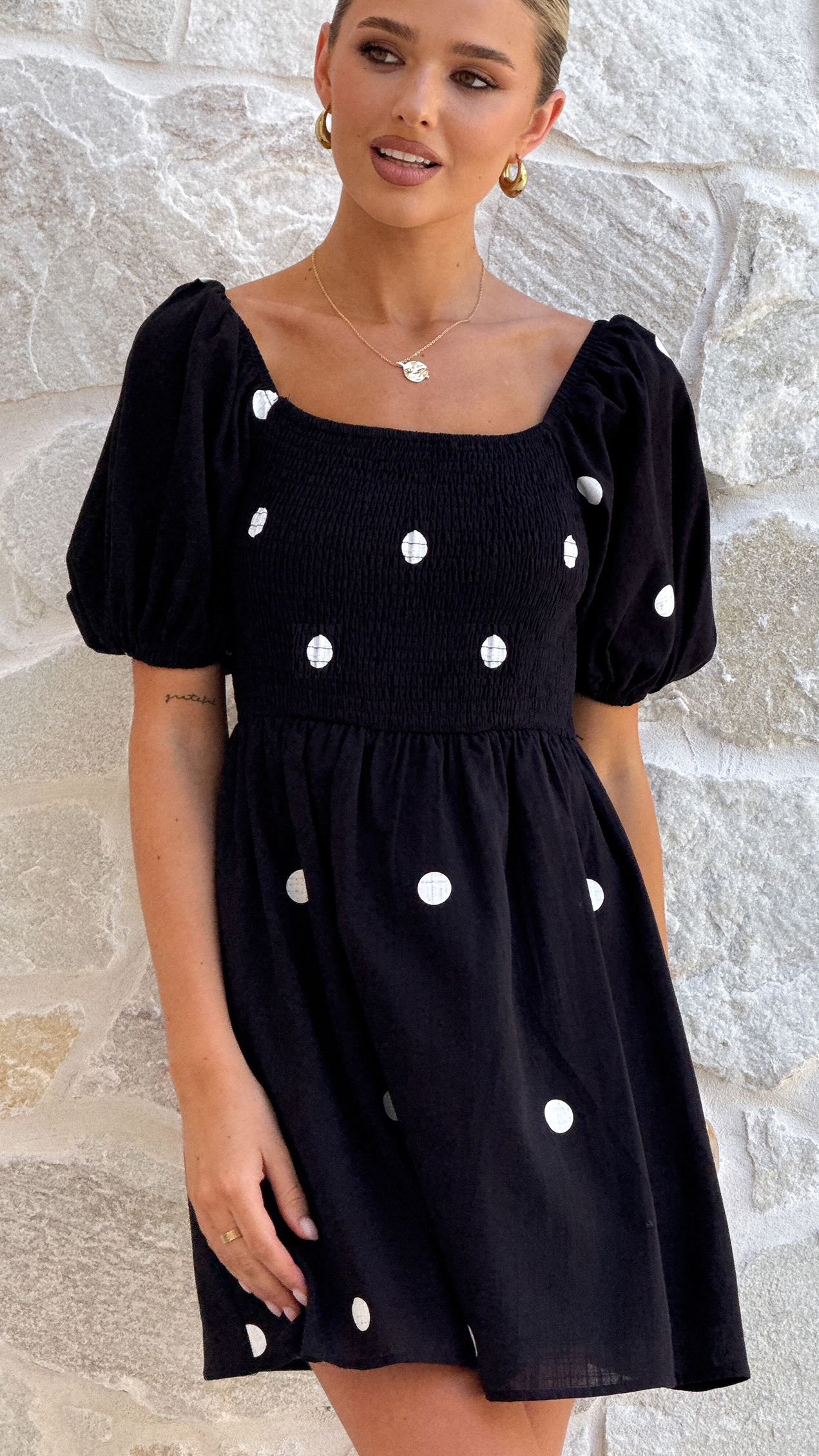 Marissa Mini Dress - Black Polka - Billy J