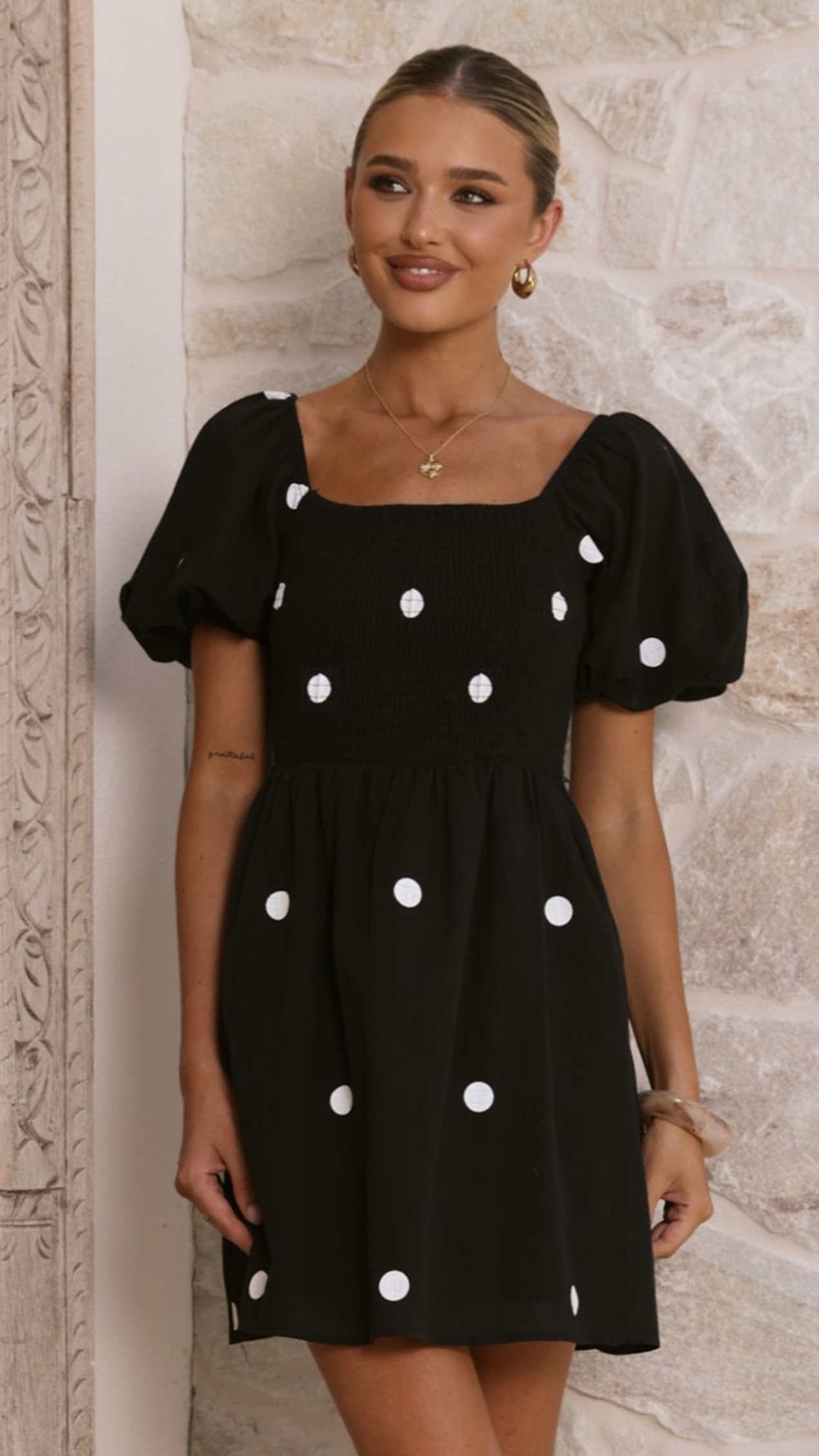 Marissa Mini Dress - Black Polka - Billy J