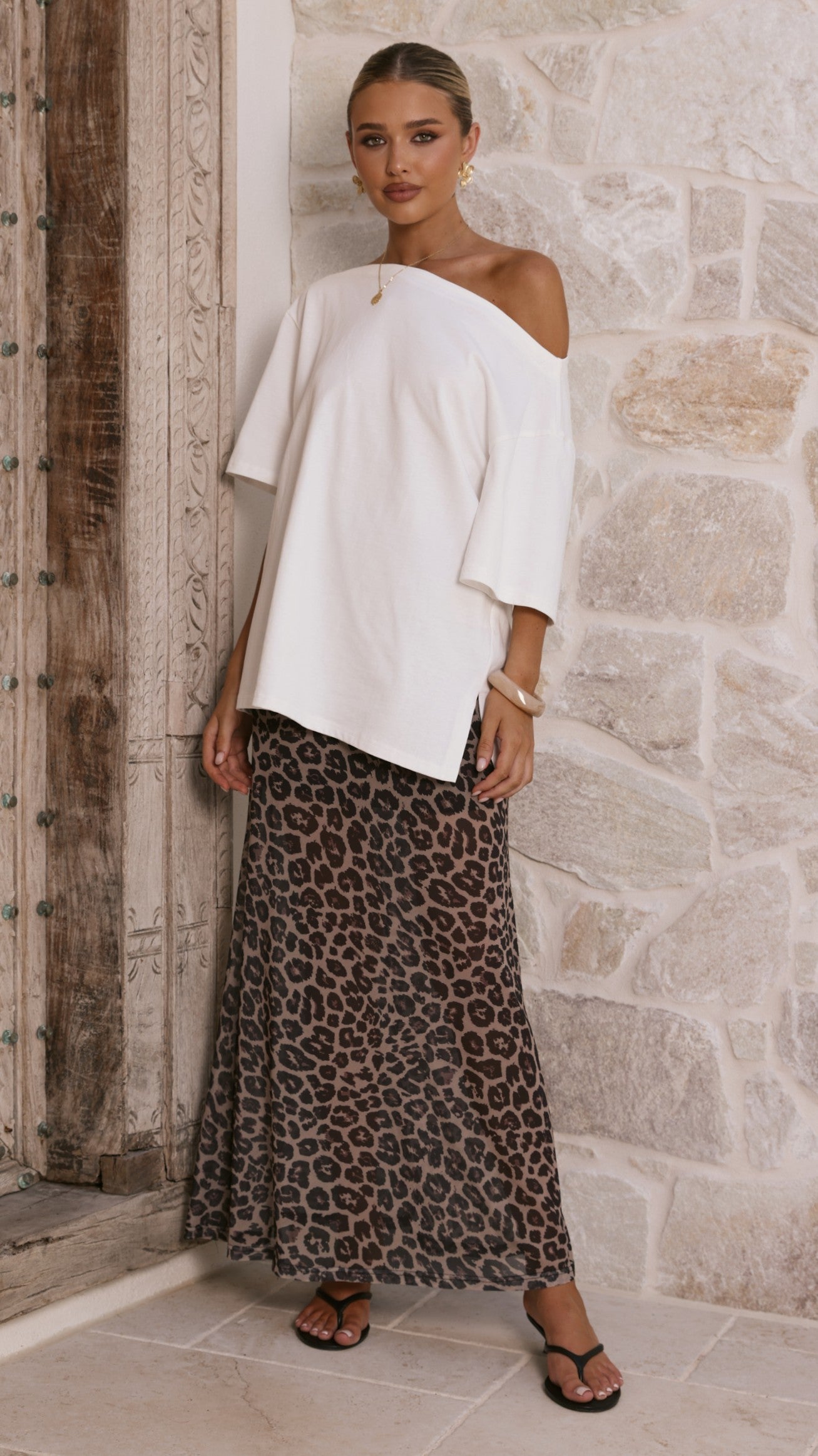 Onella Semi Sheer Maxi Skirt - Leopard Print - Billy J